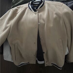 Zara Men's Cream Suede-feel Bomber Jacket